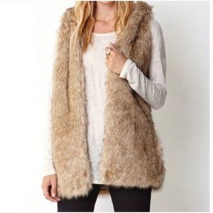 Forever 21 Fur Vest with Hood NEW